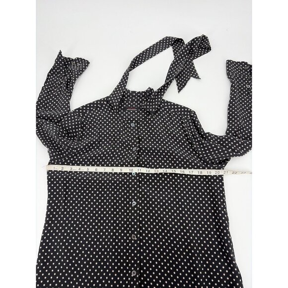 Kate Moss x Equipment Womens Large Silk Blouse Star Print Button-Up Neck Bow Tie - Picture 6 of 7